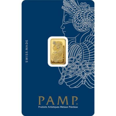 2.5 gram Gold Bar - PAMP Suisse - Fortuna - 999.9 Fine